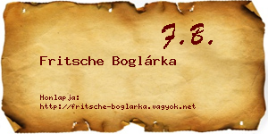 Fritsche Boglárka névjegykártya